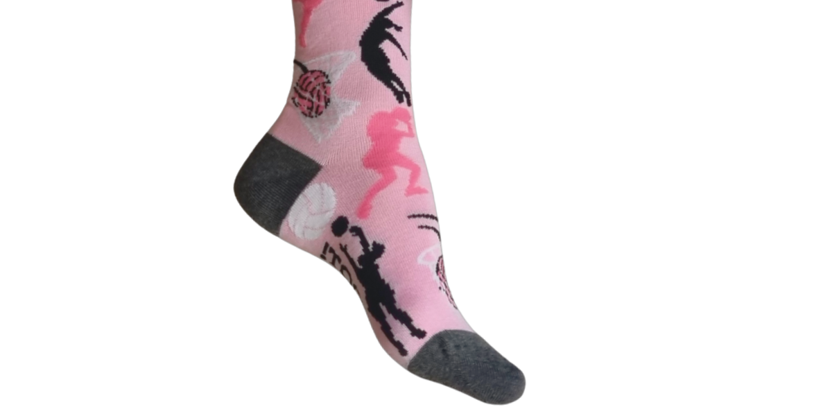 1 Pair | Grey Netball Themed Socks