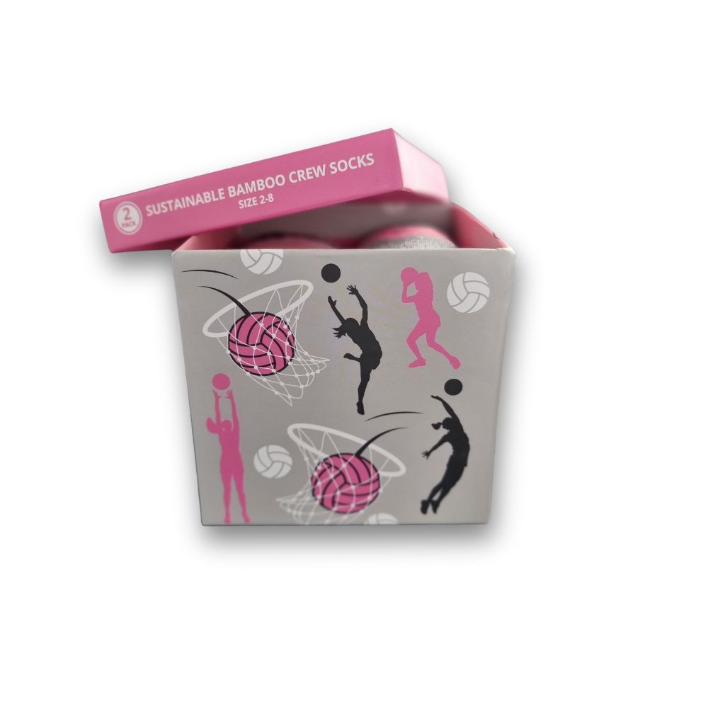 Sustainable Bamboo netball crew sock gift box