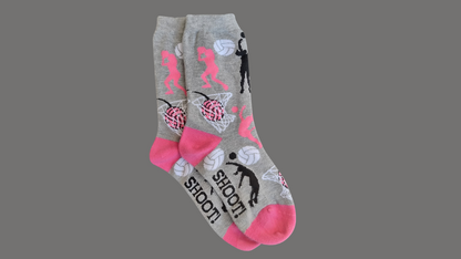 Grey Netball Themed Socks