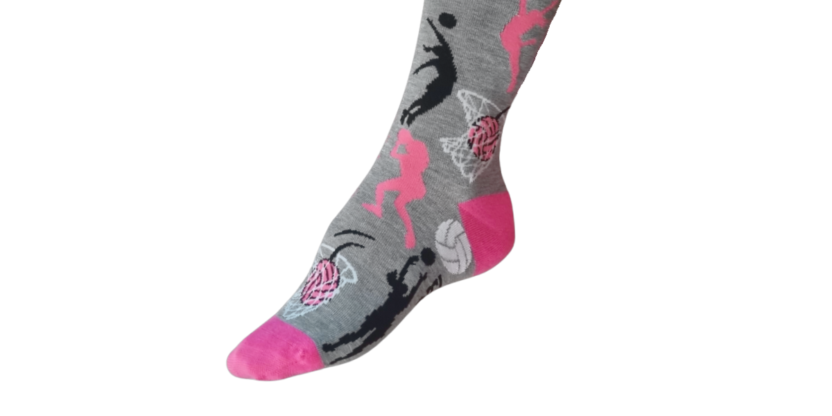 1 Pair | Grey Netball Themed Socks